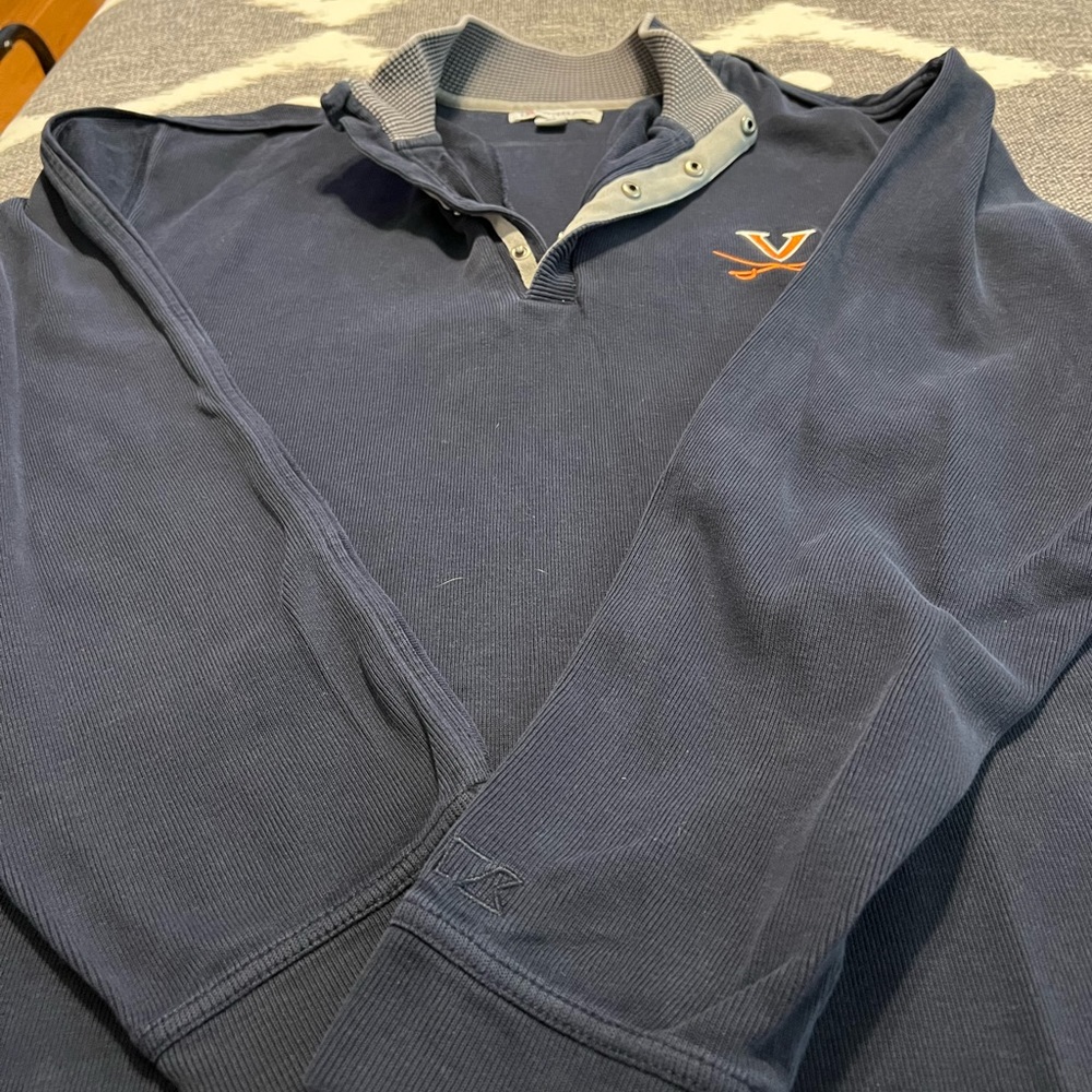 Mens CUTTER & BUCK Snap Pullover, UVA Branded Navy and Grey, XXL